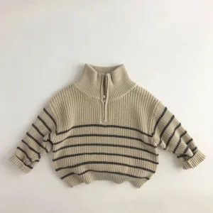 Mini Fashion™ - Eenvoudige Rits - Kinder Zipper Trui Beige / 80 (9-12 maanden) | Educatief Speelgoed