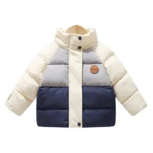 Mini Fashion™ - Ademend&Warm - Winterjas Wit/Blauw / 92 (18-24 maanden) | Educatief Speelgoed
