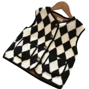 Mini Fashion™ - Warm&Stijlvol - Bodywarmer Vest Ruiten / 100 (3 jaar) | Educatief Speelgoed