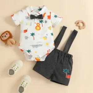 Mini Fashion™ - Voor de allerkleinste - Tweedelige Bodysuit Leeuw / 86 (12-18 maanden) | Educatief Speelgoed