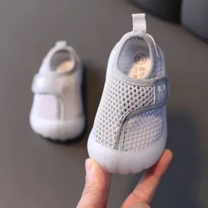 Mini Fashion™ - Ademende Netstof - Kinder Schoentjes Grijs / 13 cm (2-2.5 jaar) | Educatief Speelgoed