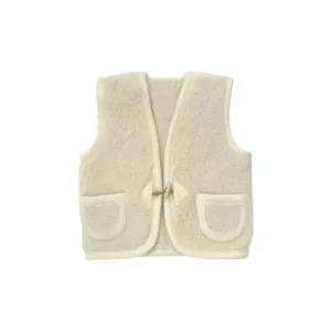 Mini Fashion™ - Warme Stof - Bodywarmer Vest Creme Wit / 86 (9-12 maanden) | Educatief Speelgoed