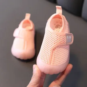 Mini Fashion™ - Ademende Netstof - Kinder Schoentjes Roze / 11.5 cm (9-12 maanden) | Educatief Speelgoed