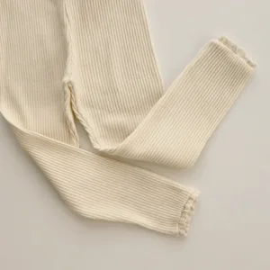Mini Fashion™ - Zacht&Comfortabel - Ribstof Legging Beige / 120 (4-5 jaar) | Educatief Speelgoed