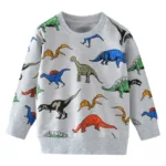 Mini Fashion™ - Geweldige Printen - Sweater Grijs - Dinosaurus / 110 (4 jaar) | Educatief Speelgoed