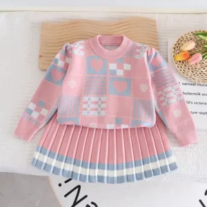 Mini Fashion™ - Zacht en Comfortabel - Sweater Set Roze / 98 (3 jaar) | Educatief Speelgoed