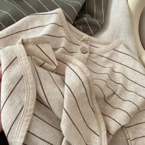 Mini Fashion™ - Zacht&Ademende stof - Lange Mouwen Shirt Grijs / 80 (9-12 maanden) | Educatief Speelgoed