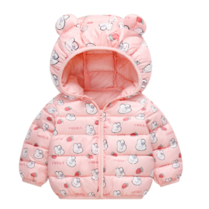 Mini Fashion™ - Polyester winterjas met Capuchon Roze Konijn / 110 (5-6 jaar) | Educatief Speelgoed