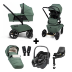 Kinderwagen The Jiffle Wagon 2 Pine + Autostoel Maxi-Cosi Pebble 360° Pro, SlideTech Base + Voetenzak