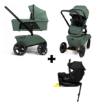 Set |Kinderwagen The Jiffle Wagon 2 Pine Incl. Autostoel Novi Baby Jacky Pro 360 All Black&Base