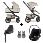 SET COMPLEET | Kinderwagen Easywalker Jimmey Air Pearl Taupe + Autostoel CYBEX Cloud T + Accessoires