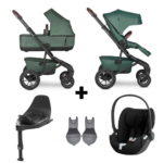 SET COMPLEET | Kinderwagen Easywalker Jimmey Air Pine Green + Autostoel CYBEX Cloud T + Accessoires