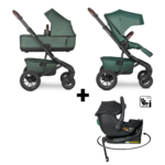 Kinderwagen Easywalker Jimmey Air Pine Green met Autostoel Novi Baby® Jacky Pro 360&Base