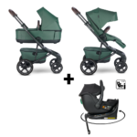 Kinderwagen Easywalker Jimmey Pine Green met Autostoel Novi Baby® Jacky Pro 360&Base