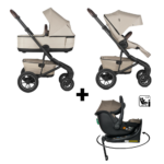 Kinderwagen Easywalker Jimmey Air Pearl Taupe met Autostoel Novi Baby® Jacky Pro 360 Dark Taupe&Base