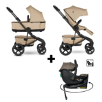 Kinderwagen Easywalker Jimmey Sand Taupe met Autostoel Novi Baby® Jacky Pro 360 Dark Taupe&Base