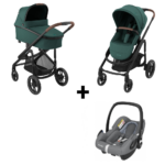 Kinderwagen Maxi-Cosi Plaza Plus Essential Green met Autostoel Maxi-Cosi Rock Essential Grey I-Size