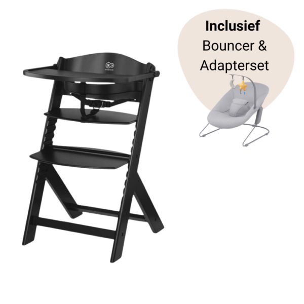 Kinderstoel Kinderkraft Enock 3-in-1 Black met Bouncer&Adapterset - Afbeelding 1