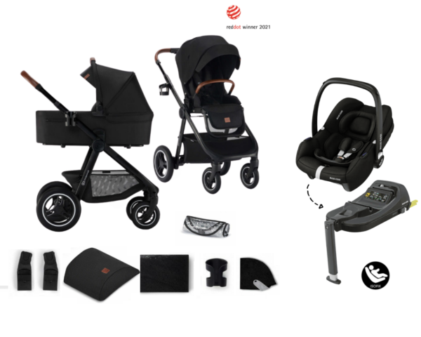 Kinderwagen Kinderkraft Everyday Black met Autostoel Maxi-Cosi CabrioFix met Base - Afbeelding 1
