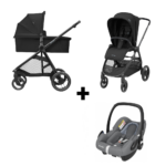 Kinderwagen Maxi-Cosi Street Plus Essential Black met Autostoel Maxi-Cosi Rock Essential Grey I-Size