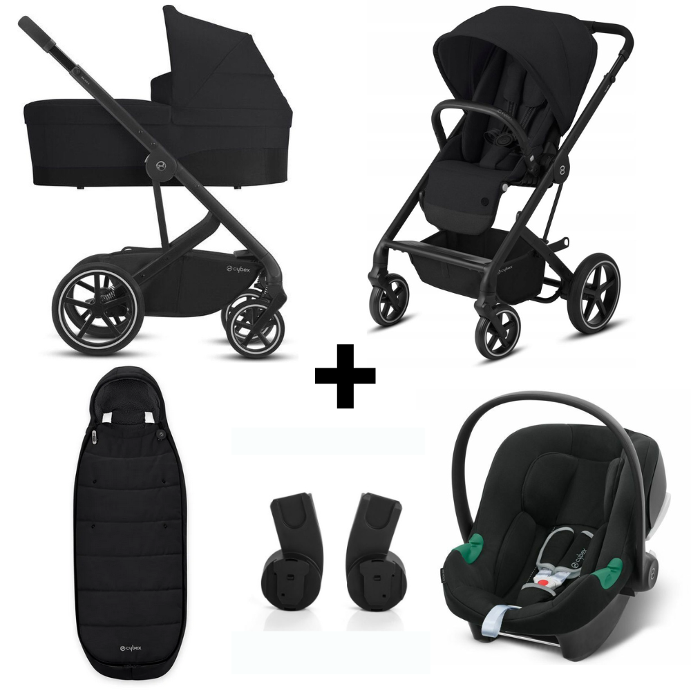 Kinderwagen Cybex Balios S Lux Deep Black met Autostoel Aton B2&Voetenzak - Afbeelding 1