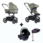 Kinderwagen Easywalker Harvey5 AIR Sage Green Special Edition + Autostoel Novi Baby Jewel All Black&Base