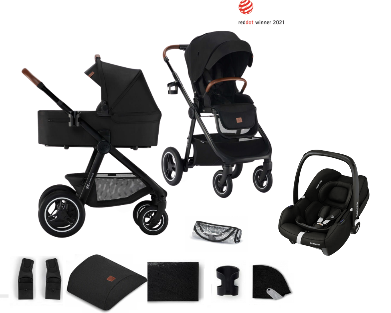 Kinderwagen Kinderkraft Everyday Black met Autostoel Maxi-Cosi CabrioFix I-Size Kinderwagen Kinderkraft Everyday Black met Autostoel Maxi-Cosi CabrioFix I-Size - Afbeelding 1
