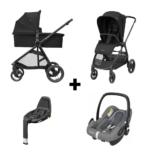 Kinderwagen Maxi-Cosi Street Plus Essential Black met Autostoel Maxi-Cosi Rock Essential Grey I-Size en Base