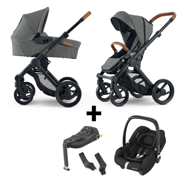 Kinderwagen Mutsy Evo Discovery Moss/Cognac + Autostoel Maxi-Cosi Cabriofix, Base&Adapterset - Afbeelding 1