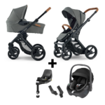 Kinderwagen Mutsy Evo Discovery Moss/Cognac + Autostoel Maxi-Cosi Pebble 360, Base&Adapterset
