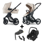 Kinderwagen Mutsy Evo Infinite Sand/Dark Brown + Autostoel Maxi-Cosi Cabriofix, Base&Adapterset