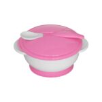 Kom Lorelli met Zuignap en Lepel Roze