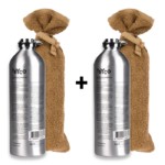 Set | Kruik Tryco Aluminium 2st. met Kruikenzak 2st. Meyco Badstof Toffee