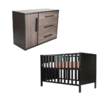 Babykamer Levi XL (Ledikant Anett Black + Commode)