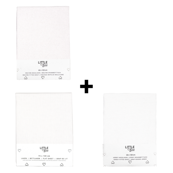 SET | Little Boo 5-delig | Ledikant Molton/Hoeslaken/Laken 60x120 - Afbeelding 1