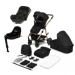 Kinderwagen Lionelo 4-in-1 Amber Onyx Black met Autostoel Novi Baby Jacky Pro 360&Base