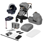 Kinderwagen Lionelo Mari Tour 4-in-1 Grey Stone met Autostoel Novi Baby Jewel&Base