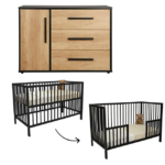 Babykamer Colorfull Home Lucas XL (Meegroeiledikant Luca V2 Pure Black + Commode)