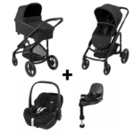 Kinderwagen Maxi-Cosi Plaza Plus Essential Black met Autostoel Pebble 360° Pro2 en Base Slide Tech