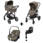 Kinderwagen Maxi-Cosi Plaza Plus Luxe Twillic Truffle met Autostoel Pebble 360° Pro2 en Base Slide Tech