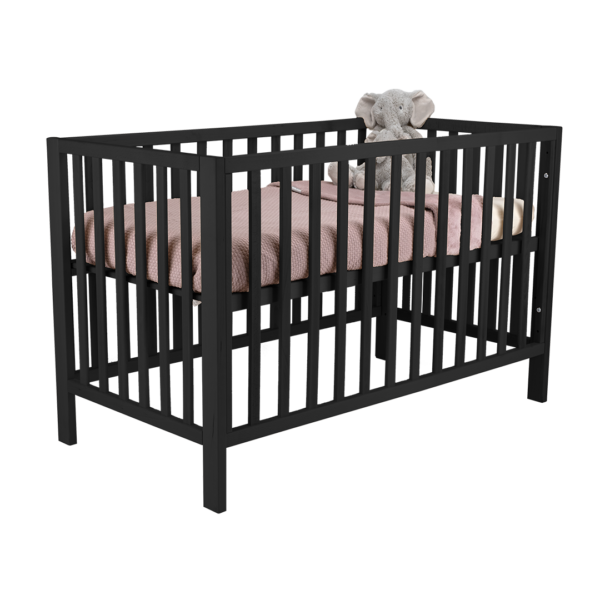 Ledikant 60x120 Mika Open Black Beuken - Afbeelding 1