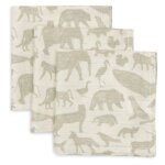Monddoekjes Jollein Hydrofiel Animals Olive Green 3-pack