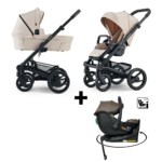Set | Kinderwagen Mutsy NIO Cosmic Sand / Dark Brown + Autostoel Jacky Pro 360° Dark Taupe&Base