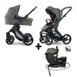 Set | Kinderwagen Mutsy Evo Discovery Moss/Cognac + Autostoel Jacky Pro 360° Dark Taupe&Base