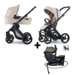 Set | Kinderwagen Mutsy Evo Stone Infinite Sand/Dark Brown + Autostoel Jacky Pro 360° Dark Taupe&Base