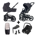 Kinderwagen Mutsy Nio Black/Black + Voetenzak, Autostoel Maxi-Cosi Cabriofix&Base&Adapterset