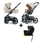 Set | Kinderwagen Mutsy NIO Cosmic Sand / Dark Brown Met Novi Baby® Jacky Pro En 360 Base