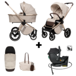 Kinderwagen Muuvo Quick Boho 2-in-1 Set Beige Brown + Autostoel Novi Baby® Jacky Pro 360&Base
