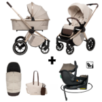 Kinderwagen Muuvo Quick Boho 2-in-1 Set Beige Brown + Autostoel Jacky Pro 360° Dark Taupe&Base