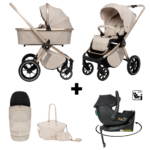Kinderwagen Muuvo Quick Boho 2-in-1 Set Beige + Autostoel Novi Baby® Jacky Pro 360&Base